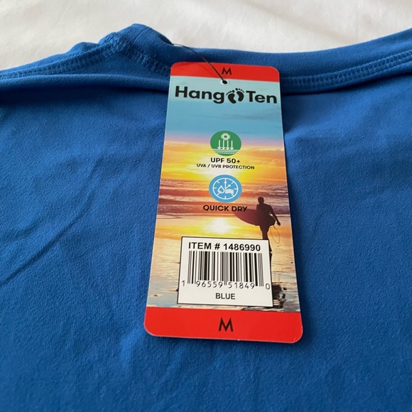 NWT! Hang Ten Men's Tidal Long Sleeve Tee, Blue, Sz M - Picture 2 of 7